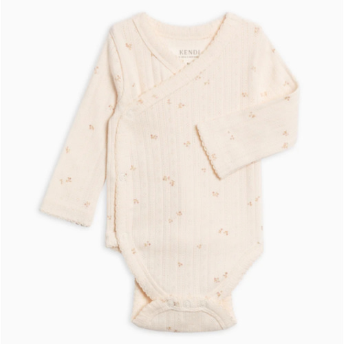 Hilda Brushed Back Pointelle Long Sleeve Kimono Bodysuit