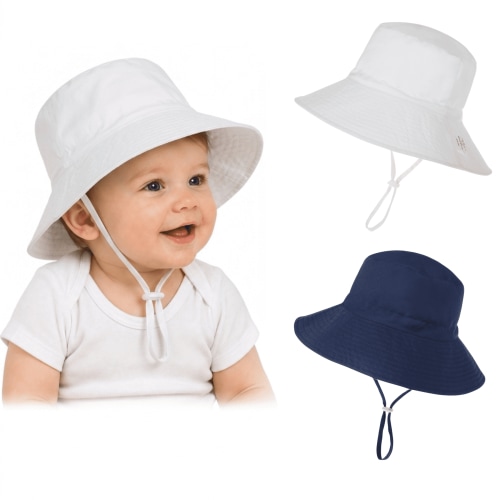 Zando, Baby Sun Hat, 6-12 Months, White, UPF 50+ Wide Brim