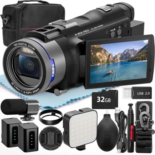 NBD 4K Video Camera Camcorder 3.0" IPS Vlogging Camera 48MP Digital Video Camera with 32GB SD Card