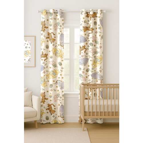 Classic Winnie The Pooh black out window Curtains Enchanting Nursery Home Decor Window two panels baby shower nursery handmade gift unisex