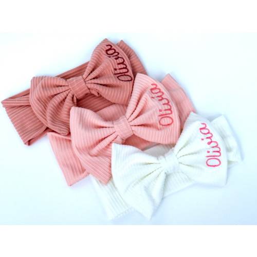 Personalized Pink Bow Gift Set, Baby girl gift, Custom girl gift, baby shower gift, baby bow, stretchy bow headband, monogrammed bow