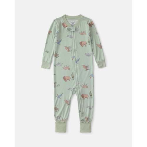 Baby Boy 1-Piece Animals PurelySoft™ Snug Fit Pajama - Green | Carter's
