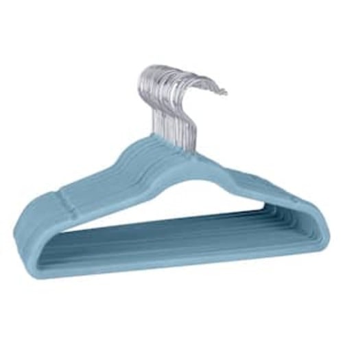 Kids 25 Pack Velvet Hangers in Light Blue