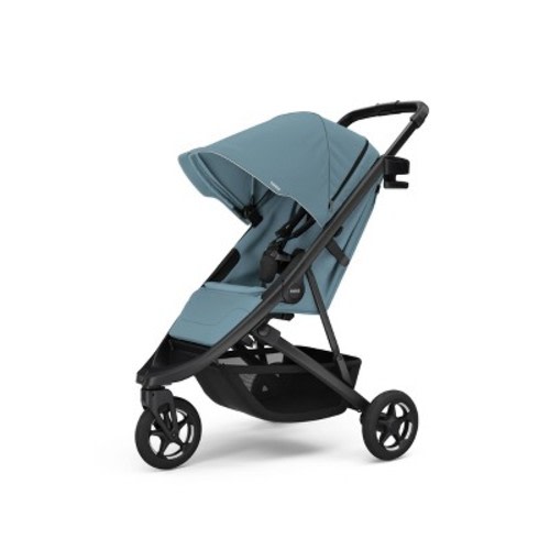 Thule Spring 2.0 Compact Baby Lightweight Stroller - Mid Blue: All-Terrain Tires, Adjustable Handle, One-Hand Fold, Rubber Tires
