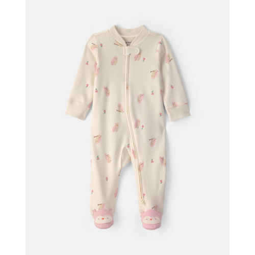 Baby Girl Owl 100% Cotton 2-Way Zip Sleep & Play Pajamas - Cream | Carter's