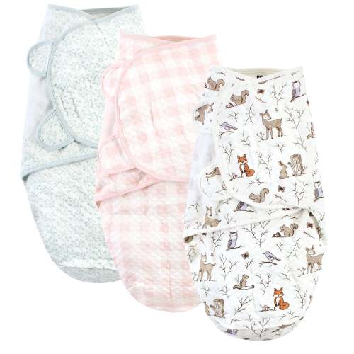 Hudson Baby Quilted Cotton Swaddle Wrap 3pk, Enchanted Forest