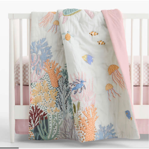 Coral Reef Dreams Organic Cotton Baby Crib Quilt