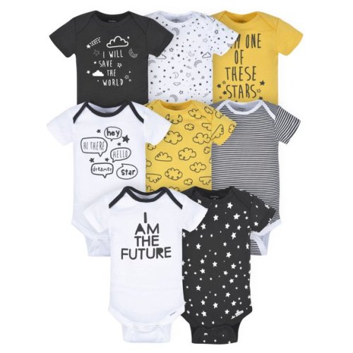 Gerber Baby Boys' Short Sleeve Onesies Bodysuits, 8-Pack