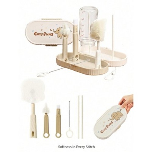 Baby Bottle Feeding Accessories Portable Elephant Bottle Brush Set