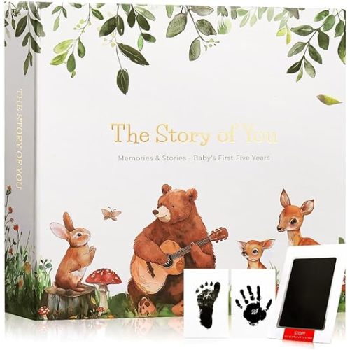Baby Books for Baby Gift: Baby Book Keepsake Timeless First 5 Year- Baby Memory Book Scrapbook Album from Birth to Age 5, Baby Photo Albums Gender Neutral Baby Items,154 Pages