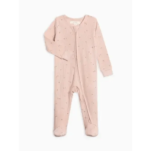 Maya Brushed Back Pointelle Footed Zipper Sleeper - Haran Floral - NB