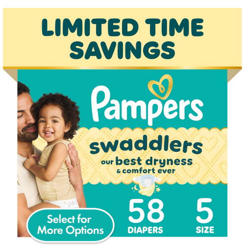 Free Shipping! Pampers Diapers Size 5 with Leak Guard Barrier and Breathe-Free Liner 58 Count