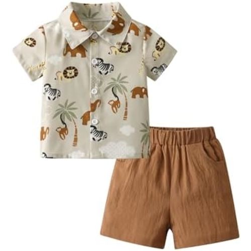 Sinipart Baby Boy Formal Short Set Toddler Infant Boys Summer Gentleman Hawaiian Outfit Short Sleeve Shirt Shorts 2Pcs Suit