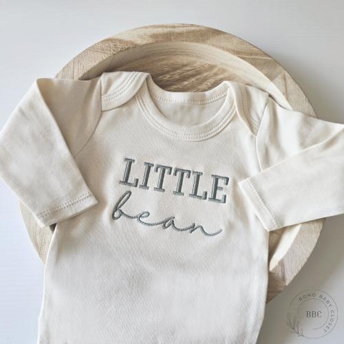 Embroidered Little Bean Onesie® brand. Pregnancy Baby Announcement to Husband, Family, Baby Bodysuit, Natural Baby Onesie® S5