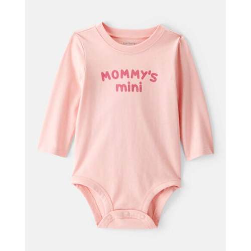 Baby Girl 'Mommy's Mini' Cotton Long-Sleeve Graphic Bodysuit - Pink | Carter's