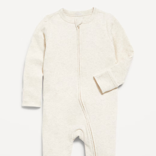 2-Way-Zip Sleep & Play Footed 0-3M COLOR OATMEAL!