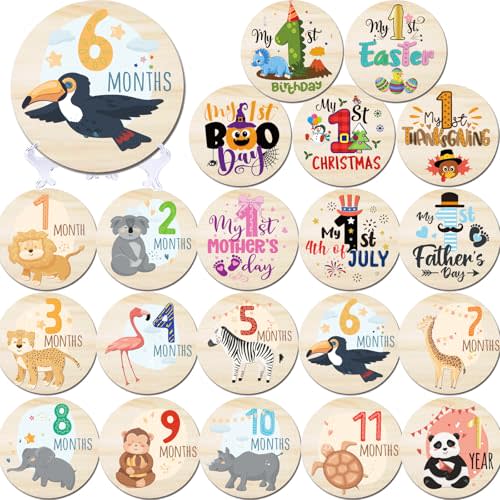 Safari Baby Monthly Milestone Cards,Monthly Baby Milestones Newborn Photo Props