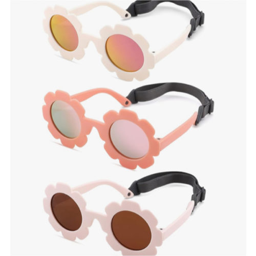 Polarized Baby Sunglasses with Strap - Unbreakable Infant Flowers Sunglasses for Newborn Girls Boys Age 0-12 Months