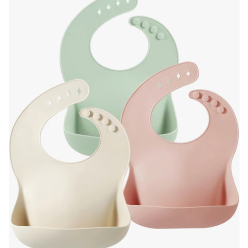 PandaEar Set of 3 Silicone Baby Bibs Waterproof, Soft, Unisex, 10-72 Months