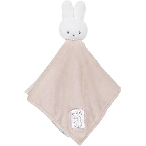 Kids Preferred Miffy Baby Blanket - Neutral Colors, Soft Snuggable Blankey, Miffy Plush, Embroidered Details, Paci Loop, 17 in, Ages 0 Months & Up