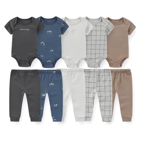 Unisex Baby Bodysuits and Pants Set 10 Pack Cotton Soft Infant Outfit New born Baby Boy Girl Clothes