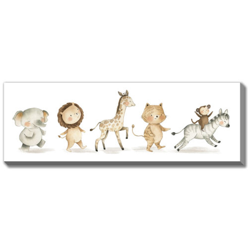 Zoomie Kids Safari Animals In A Row Canvas Wall Art | Wayfair