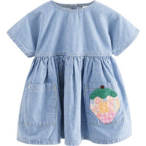 Kids' Strawberry Patch Stripe Denim Dress, 1.5-2Y