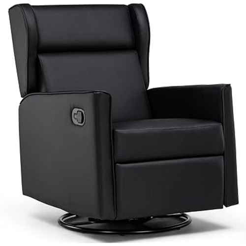 COMHOMA Rocking Recliner Chair,Swivel Glider Reclining Single Sofa Manual Rocker Recliners,Nursery Rocking Chairs with Upholstered Seating for Living Room Office(Black)