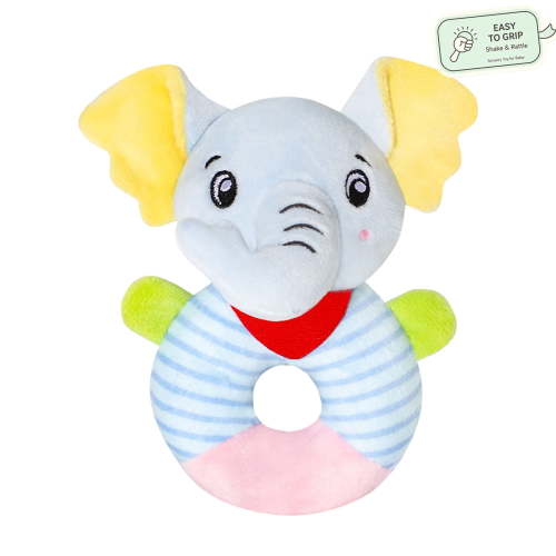 Baby Rattle Plush Infant Rattle Toy for Newborns 0-12 Months Easy-Grip Soft Cloth Shaker Sensory Toy Fine Motor Skill Comforting Sleep Aid, BPA Free ,Rattle Baby Shower Gift Yellow