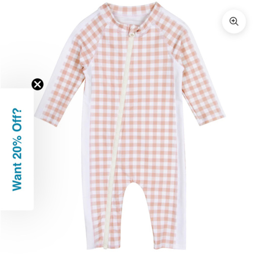 Sunsuit - Long Sleeve Romper Swimsuit | "Pink Gingham"