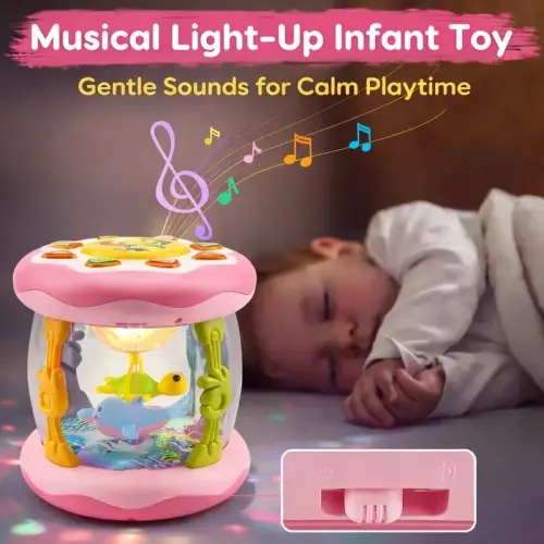 Baby Musical Drum Toy with Rotating Ocean Projector - Light Up - TikTok Shop