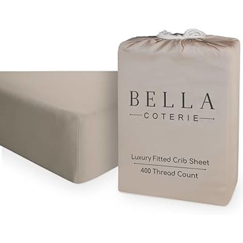 Bella Coterie Luxury Bamboo Crib Sheet | Organically Grown | Ultra Soft | Cooling for Better Sleep | Deep Pocket Fitted Sheet for Crib & Toddler Mattress | Viscose Made from Bamboo [Dune]