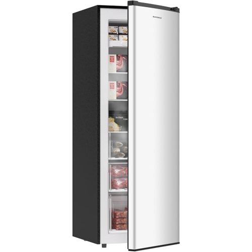 BANGSON Upright Freezer, 7.0 Cu.ft Stand Up Freezer, Convertible Upright Freezer/Refrigerator, Single Door for Kitchen,Garage, Office, Apartment, Silver