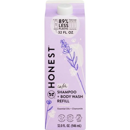 The Honest Company 2-in-1 Cleansing Shampoo Body Wash Refill Carton Gentle for Baby, Naturally Derived, Tear-free, Hypoallergenic, Lavender Calm, 32 fl oz (Pack of 6)