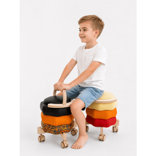 Wooden Roller Car Connector Set for Stepping Stones