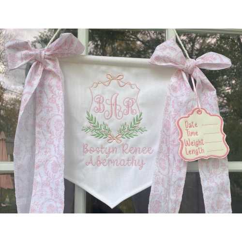 Girl Welcome Banner , Hospital Door Sign, Newborn Crib Birth Announcement