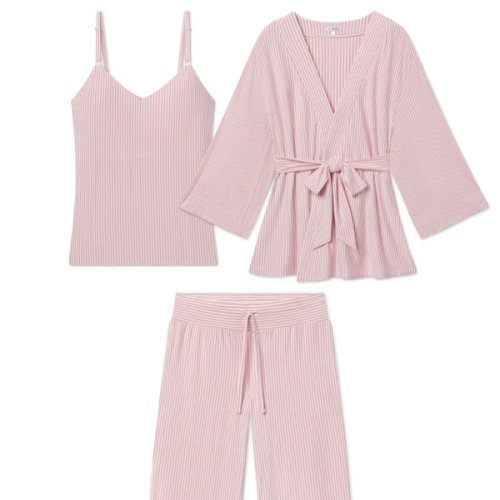 LAKE | Women | DreamModal Pajamas | Carnation Pencil Stripe Maternity Kimono Bundle