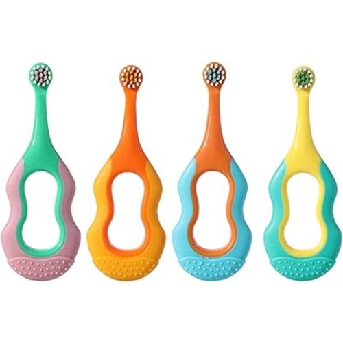 Baby Toothbrush,Lovely Calabash Handle Design Soft Bristles Infant to Toddler Toothbrush,Small Head for 0-3 Years, Teething Relief, 4 Pack