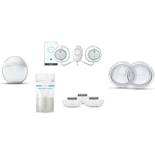 Elvie Stride Hospital-Grade Wearable Pump, Elvie Curve Manual Pump, Milk Collection Shells, Storage Bags & Bottles Bundle | Breastfeeding Essentials Set for New Moms | Hands-Free & Portable