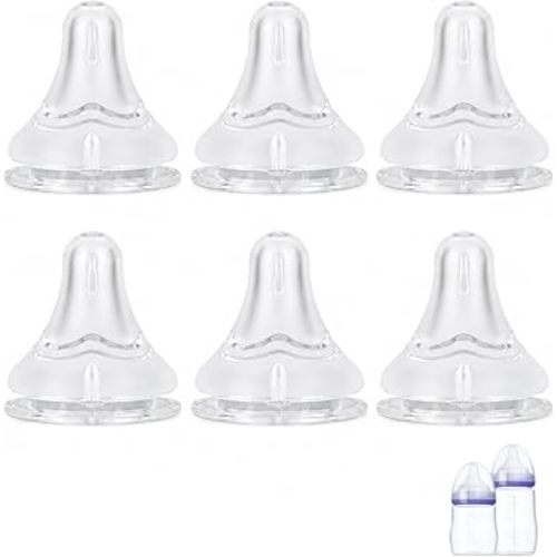 Silicone Nipples for Lansinoh Anti-Colic Bottles, Fast Flow 6M+, 6 Count