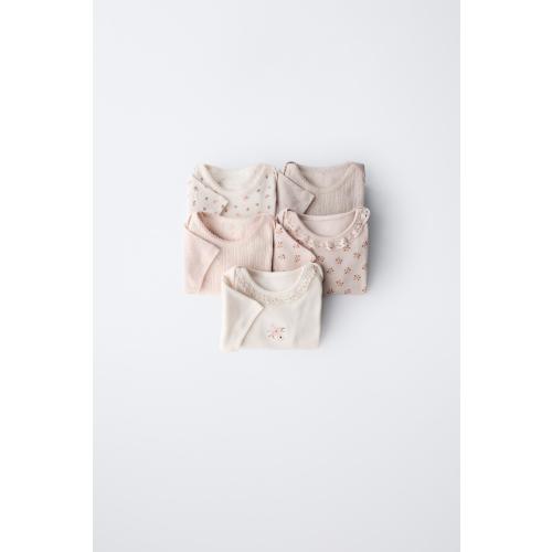 FIVE-PACK OF FLORAL BODYSUITS - Dusty pink | ZARA United States
