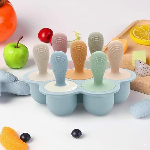 PandaEar Silicone Popsicle Molds for Toddlers, Mini Breastmilk & Fruit Juice Freezer Mold with Sticks, 7-Cavity Baby Ice Pop Maker, BPA Free & Easy to Clean