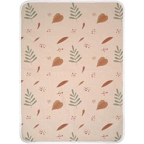 haakaa Waterproof Changing Pad Liners, 100% Cotton, Soft & Breathable (1pc, 19.5" x 27.5" Love Leaves)