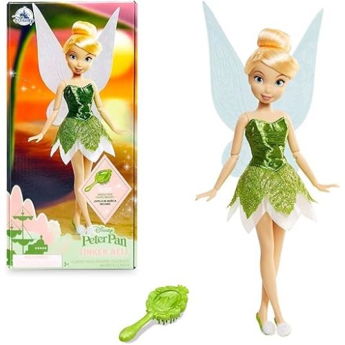 Disney Store Official Disney Princess Classic Doll (Tinker Bell from Peter Pan), 11 Inches, Includes Brush with Molded Details, Fully Posable Toy in Classic Outfit - Disney Princess Toys for Girls