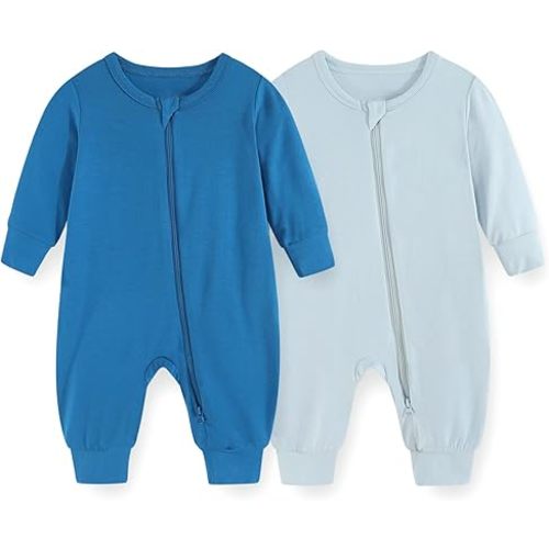 Unisex Rayon Made from Bamboo Zipper Baby Boy Girl Rompers 2 Pcak Long Sleeve Infants Jumpsuits New Born Clothes