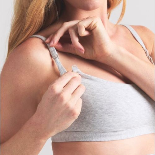COTTON JERSEY MATERNITY NURSING SCOOP BRALETTE | LIGHT HEATHER GREY | SKIMS