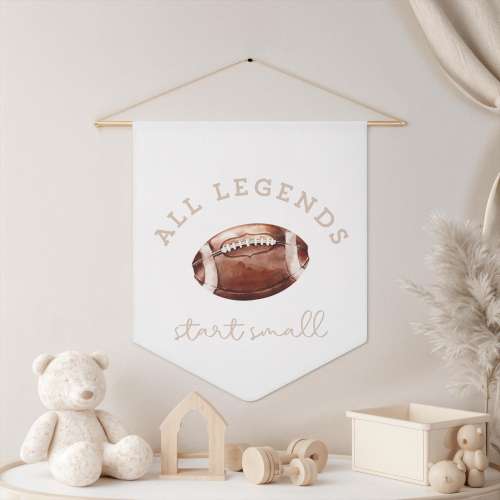 Football Pennant: Sports Nursery Decor - 'All Legends Start Small'