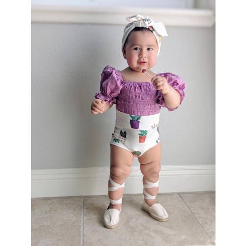 Cactus Pots on White Bummies and/or Tiny Knot or Top Knot Headband Set, Baby Girl Clothes, Toddler Diaper Cover, Cute High Waisted Shorts