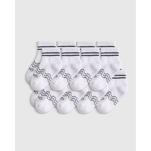 Organic Cotton Quarter Crew Socks 8-Pack - Toddler in White