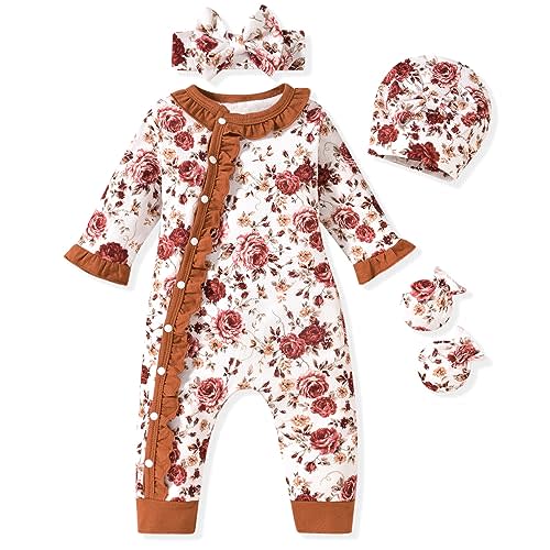 Aalizzwell Baby Girls Romper Outfit Fall Winter Clothes with Accessories